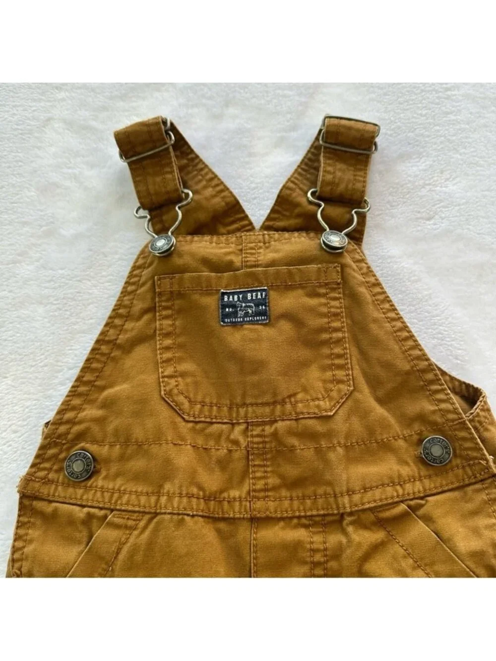 Carters Overalls Brown Baby‎ Toddler 12M Snap Leg Closure 100% Cotton